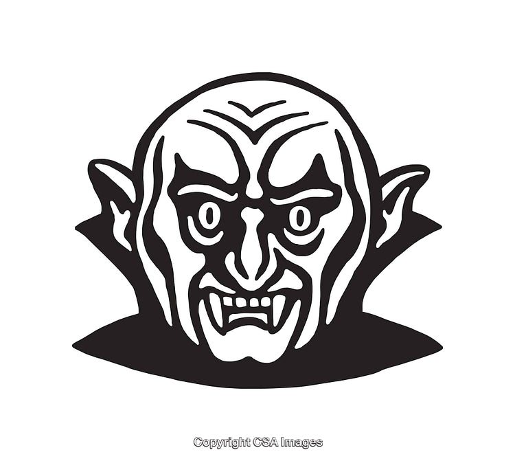 Black and White Line Art of a Classic Vampire Illustration