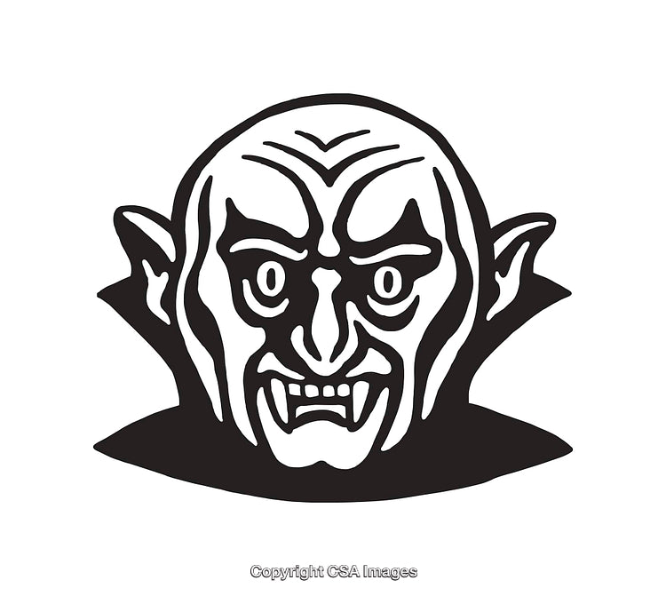 Black and White Line Art of a Classic Vampire Illustration