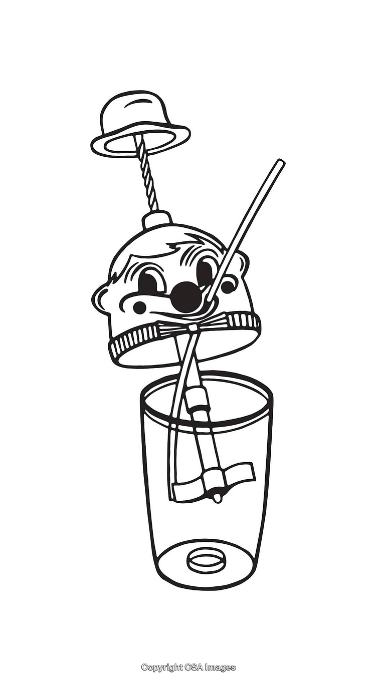 Black and White Line Art of a Fun Character Design