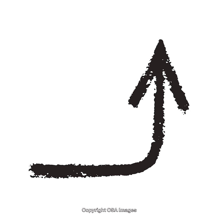 Black and White Stylized Arrow Illustration with Rough Textured Lines