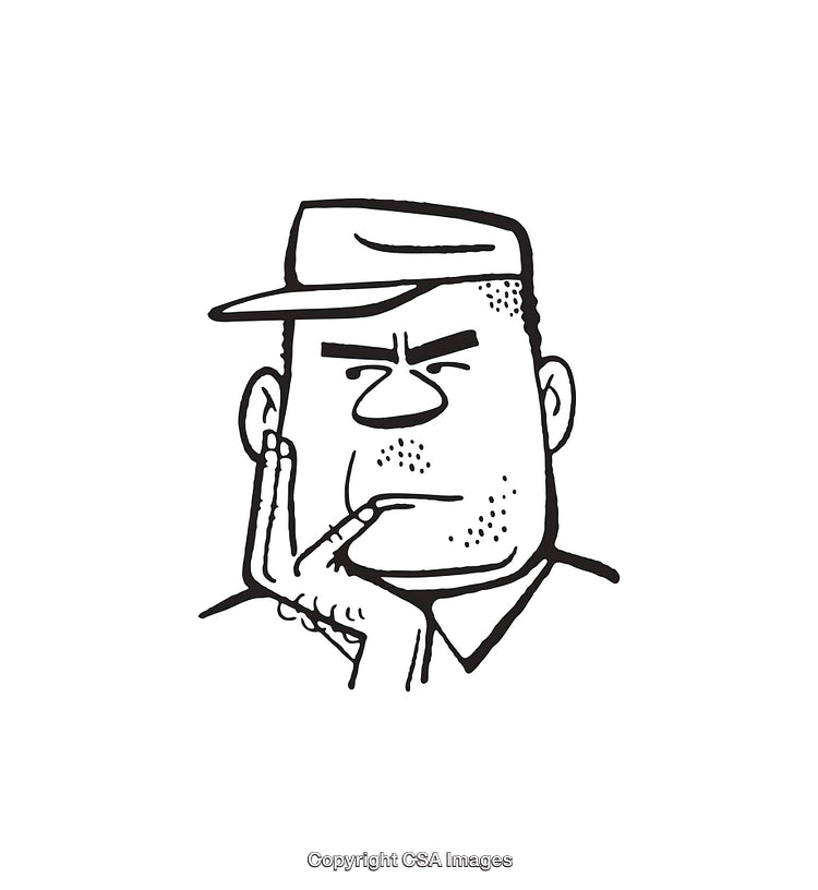 Black and White Sketch of a Man in Thoughtful Expression