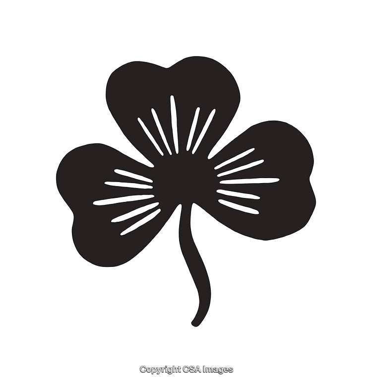 Black and White Three-Leaf Clover Icon with Simple Design