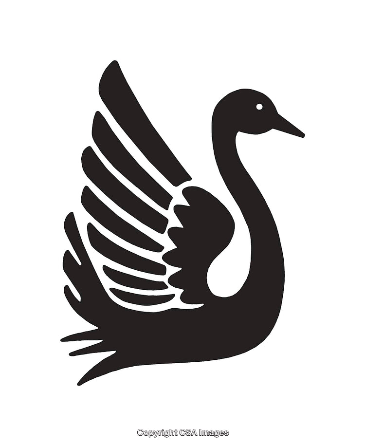 Elegant Black Swan Icon With Stylish Wing Design