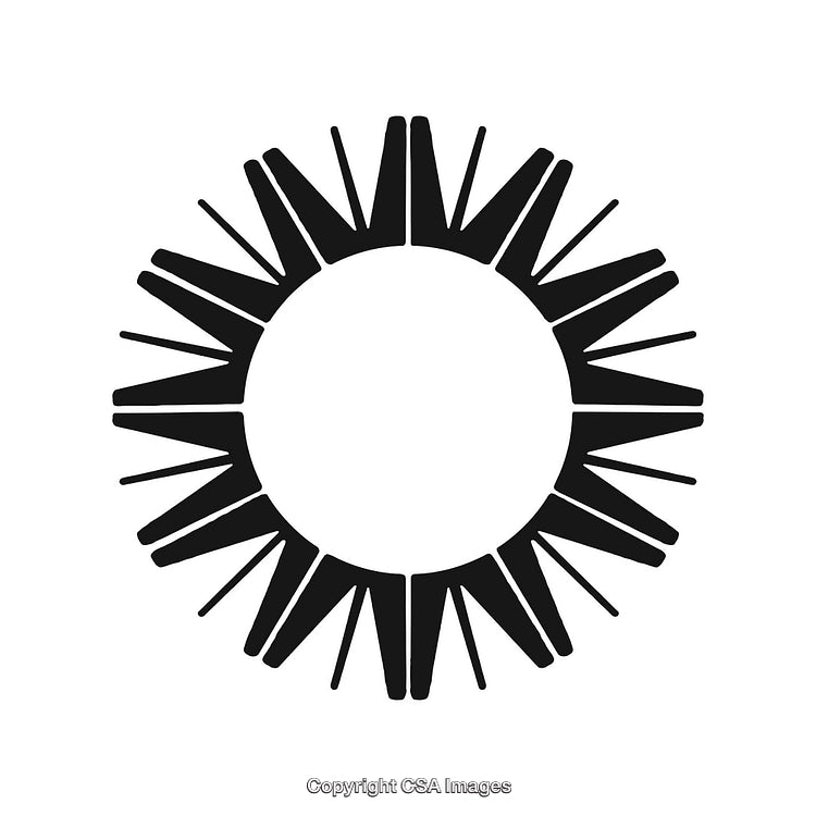 Abstract Black and White Circular Spiked Design Element Illustration