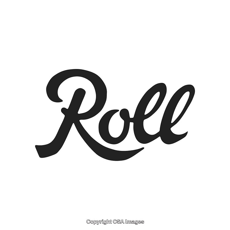 Lettering Design Featuring the Word 'Roll' in Stylish Script Font