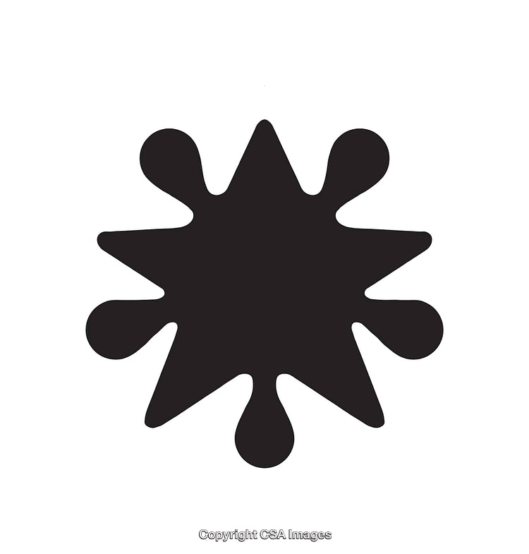 Stylized Black Ink Splash Icon Isolated on White Background