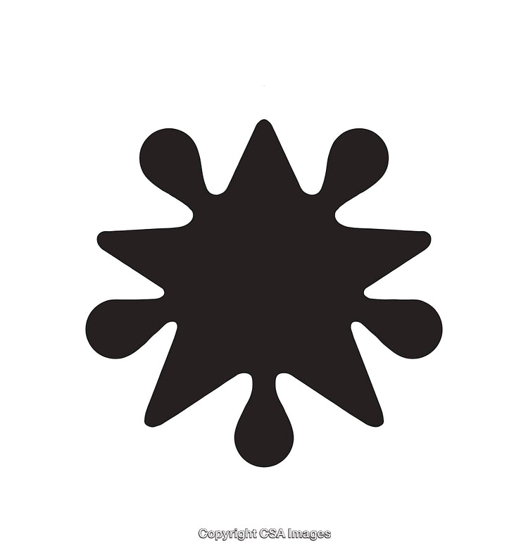 Stylized Black Ink Splash Icon Isolated on White Background