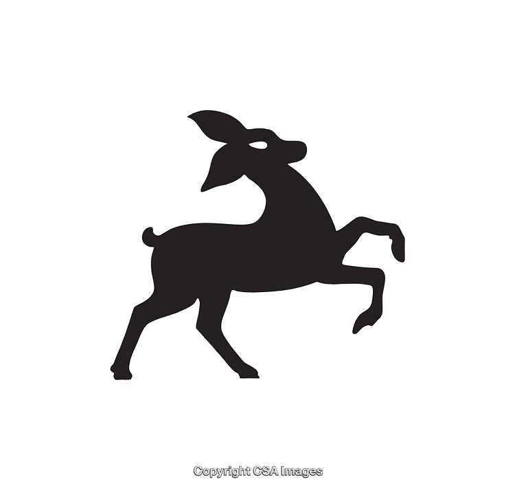 Silhouette Illustration of a Graceful Deer in a Dynamic Pose