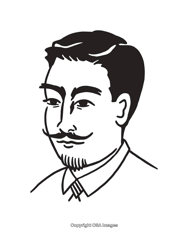 Black and White Line Art Illustration of a Distinguished Gentleman