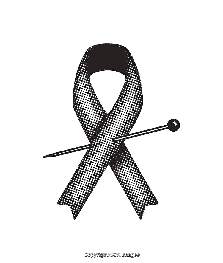 Halftone Ribbon With a Needle in Artistic Black and White Illustration