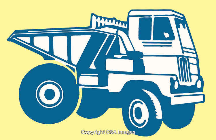 Color Line Art Illustration of a Truck on a Yellow Background