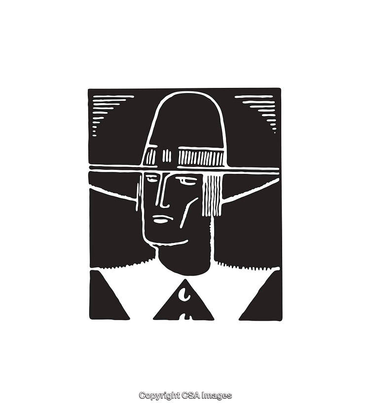 Black and White Line Art Illustration of a Stylized Human Portrait