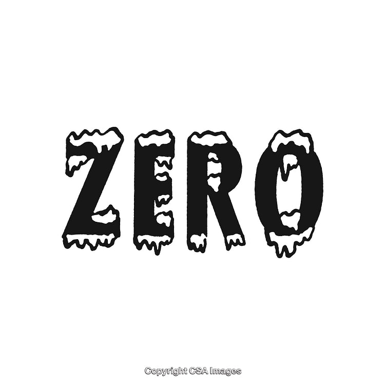 Snow-Covered Icy Zero Word Art with Winter Design Illustrations