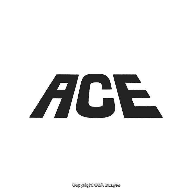 Bold Black 'Ace' Text with a Minimalist Design on a White Background
