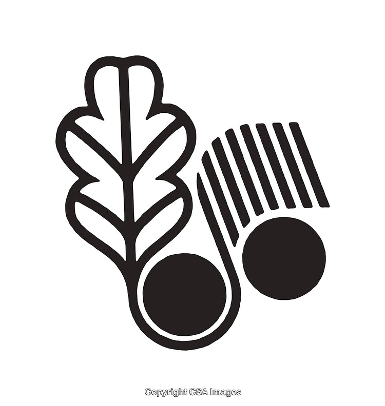 Minimalist Black and White Icon Featuring Leaf and Geometric Shapes