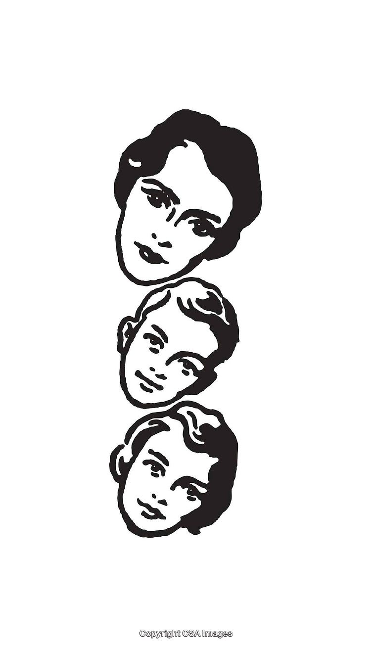Elegant Black and White Line Art Portrait Series of Faces for Design