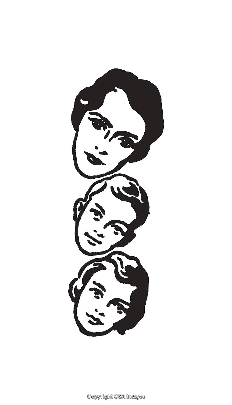 Elegant Black and White Line Art Portrait Series of Faces for Design