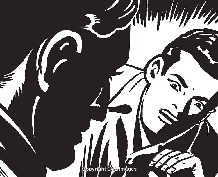 Retro Style Comic Illustration of Two Men in Dramatic Interaction