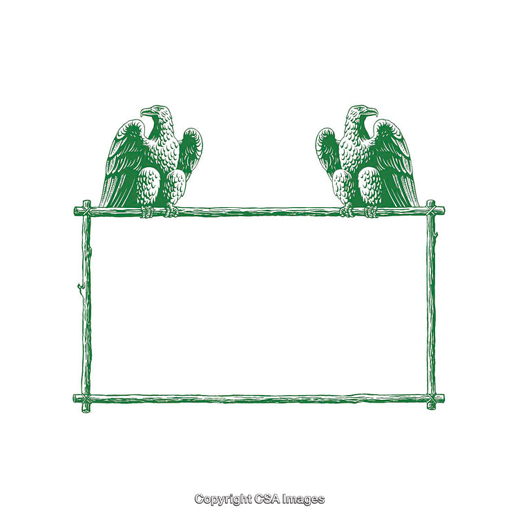 Vintage Green Frame Design with Decorative Double Eagle Illustration
