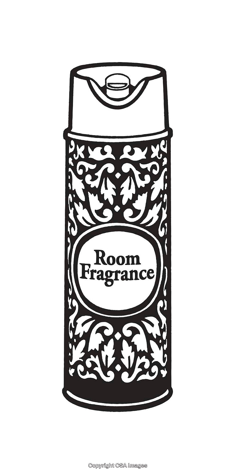 Black and White Line Art Illustration of Room Fragrance Spray Can