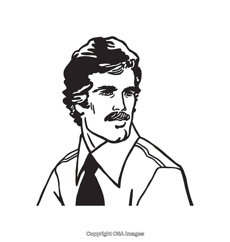 Monochrome Illustration of a Well-Dressed Gentleman with Retro Hairstyle