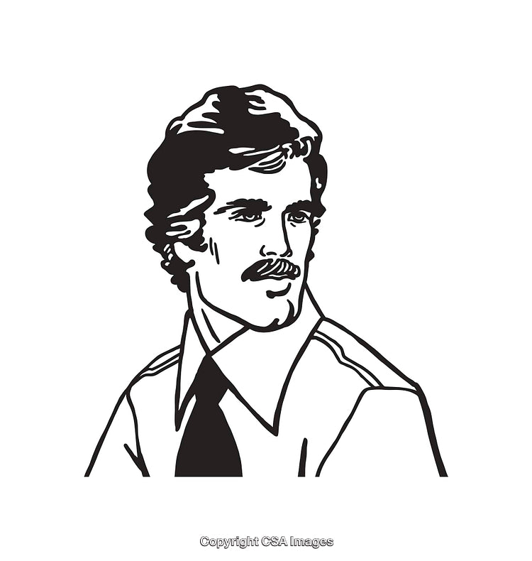 Monochrome Illustration of a Well-Dressed Gentleman with Retro Hairstyle