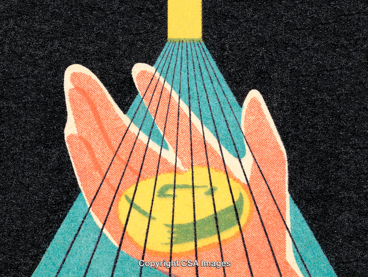 Retro Illustration of a Hand Holding a Soap Bar in a Shower