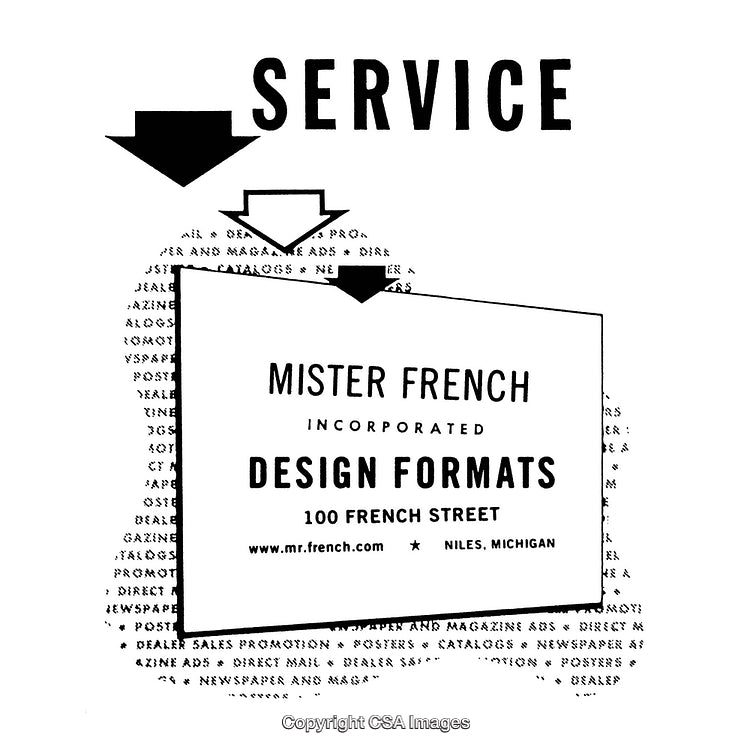 Vintage Black and White Print Design Featuring Service Layout