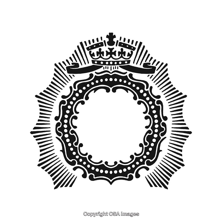 Elegant Black and White Border Design with Crown and Ornate Details