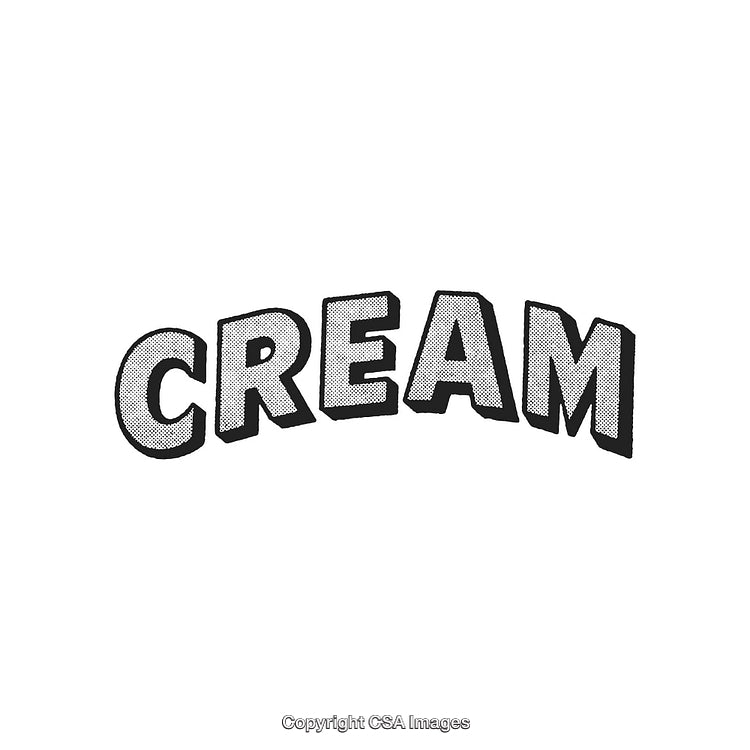Retro Halftone Cream Text Style in Vibrant Black and White