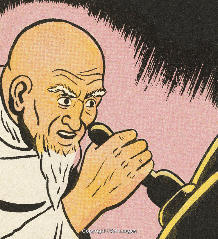 Elderly Man Intently Observing Through a Magnifying Glass Illustration