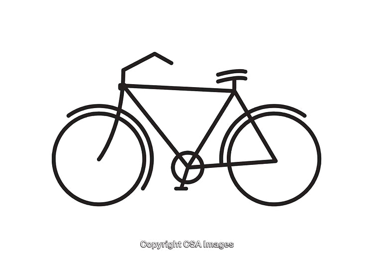 Black and White Line Art Illustration of a Bicycle Outline