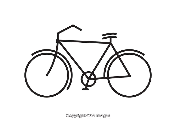 Black and White Line Art Illustration of a Bicycle Outline