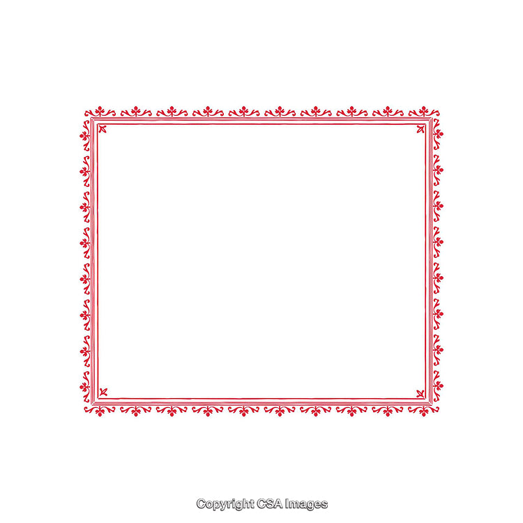 Elegant Red Decorative Frame with Floral Patterns on White Background