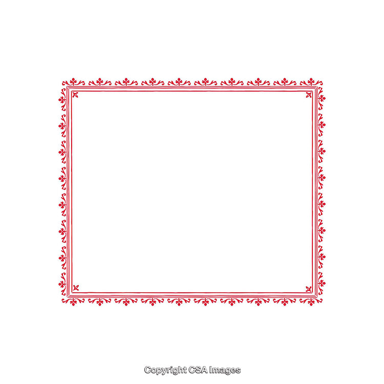 Elegant Red Decorative Frame with Floral Patterns on White Background