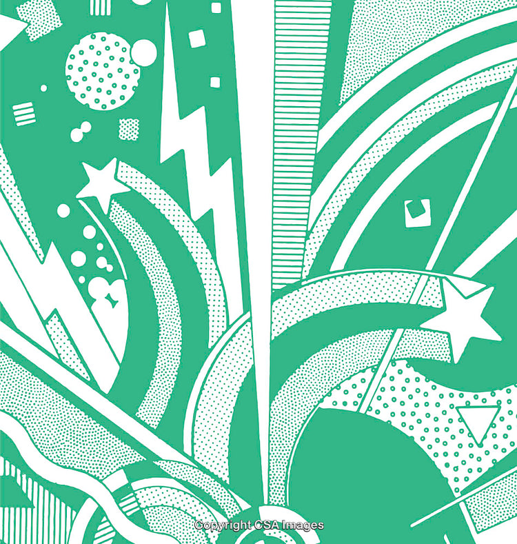Abstract Green Pattern With Stars and Dynamic Curved Shapes