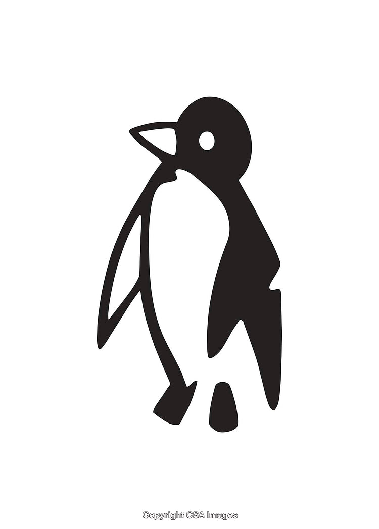 Minimalist Black and White Penguin Line Art Illustration