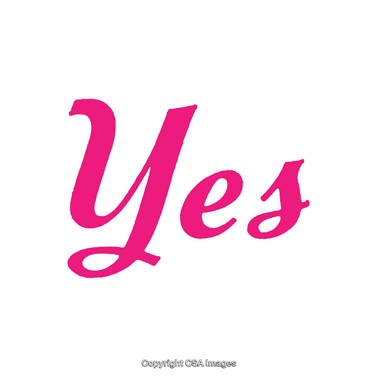 Bold Pink Yes Text on a Pure White Background