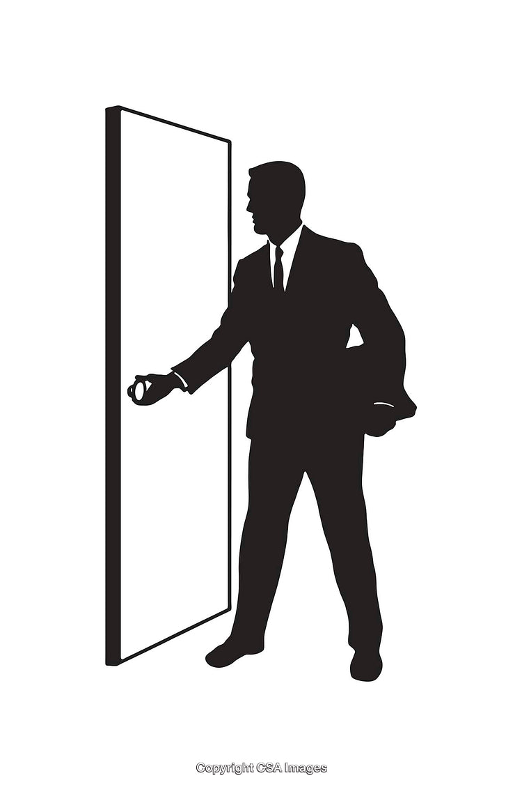 Silhouette Illustration of a Businessperson Holding a Door Open