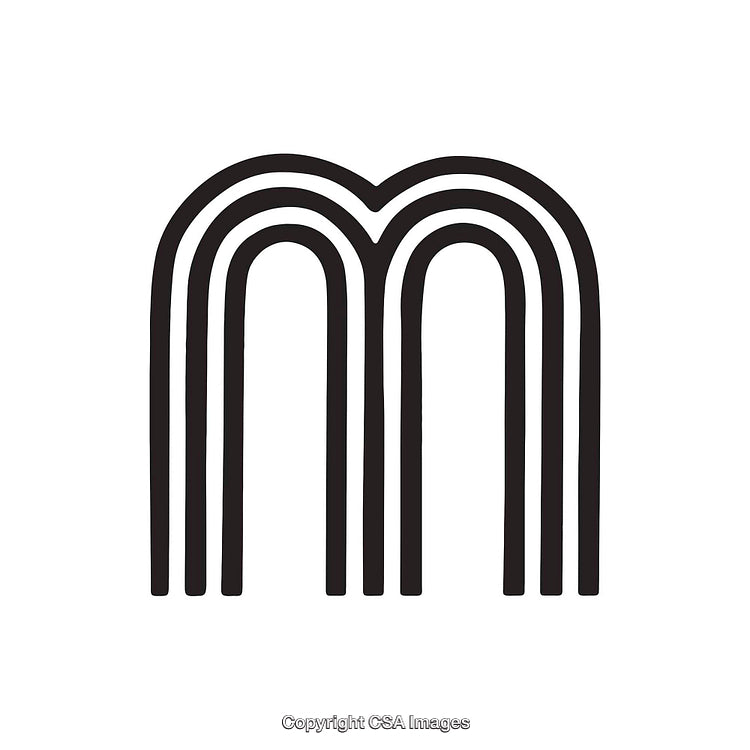 Minimalist Black and White Artistic Representation of the Letter M