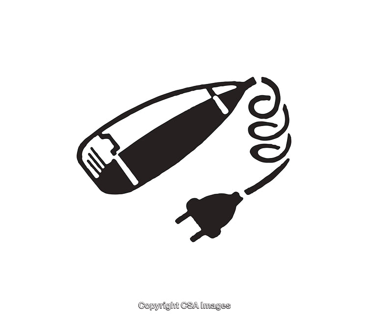 Black and White Icon of an Electric Handheld Mixer with Power Cord