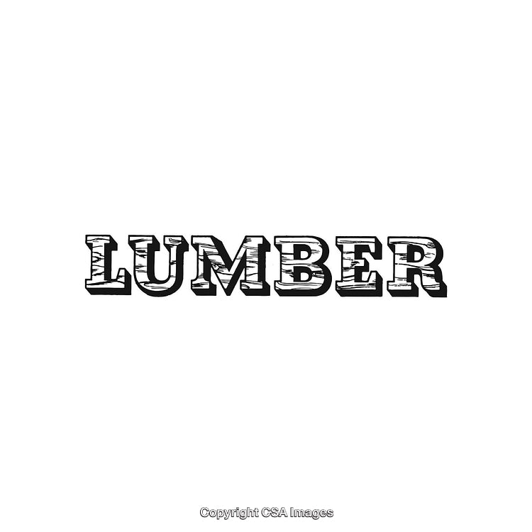 Text Illustration of 'Lumber' in a Stylized Woodgrain Effect Typography