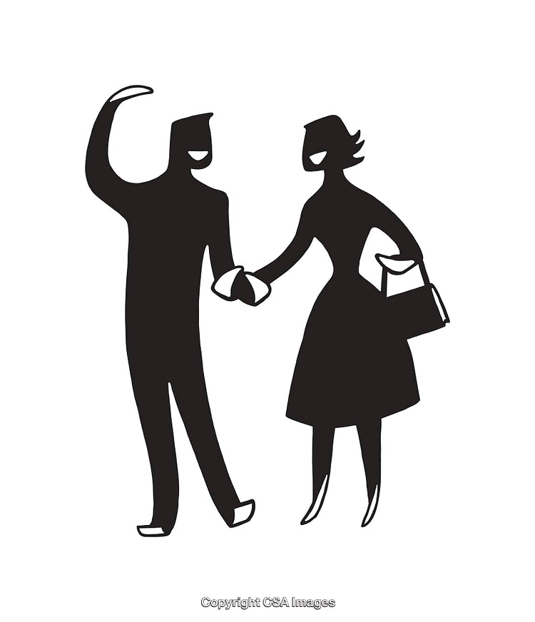 Elegant Black and White Line Art of a Friendly Greeting