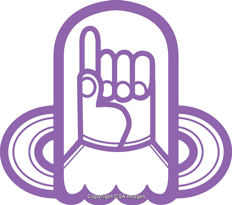 Purple Outline of Symbolic Hand with Circles and Gesture