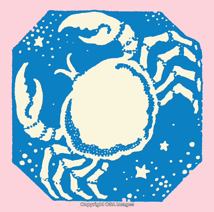 Stylized Art Illustration of a Crab on a Starry Background
