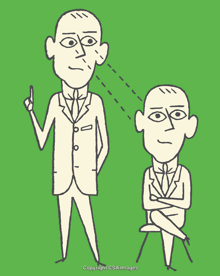 Conceptual Illustration of Two Individuals in Suits on Green Background