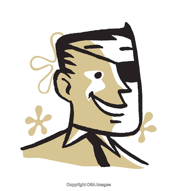Retro Stylized Illustration of a Man Smiling with Fun Colors and Design
