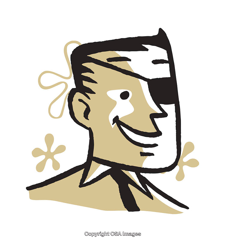 Retro Stylized Illustration of a Man Smiling with Fun Colors and Design