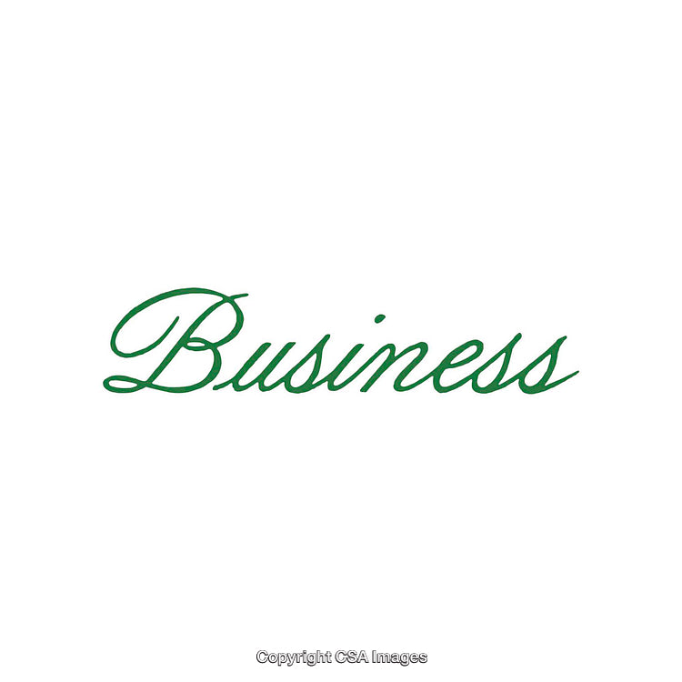 Elegant Script Business Text in Green on White Background