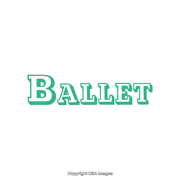 Typography Image Featuring the Word Ballet in Bold Green Text on White Background